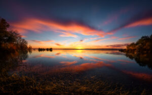 Benbrook,Lake,Fall,Sunset,In,Rural,Texas